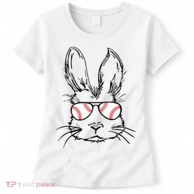 Bunny Face With Baseball Sunglasses Easter Day Gift Women's T-Shirt