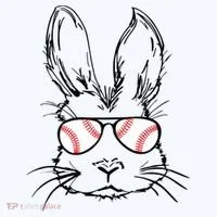 Bunny Face With Baseball Sunglasses Easter Day Gift Women's T-Shirt thumb 6