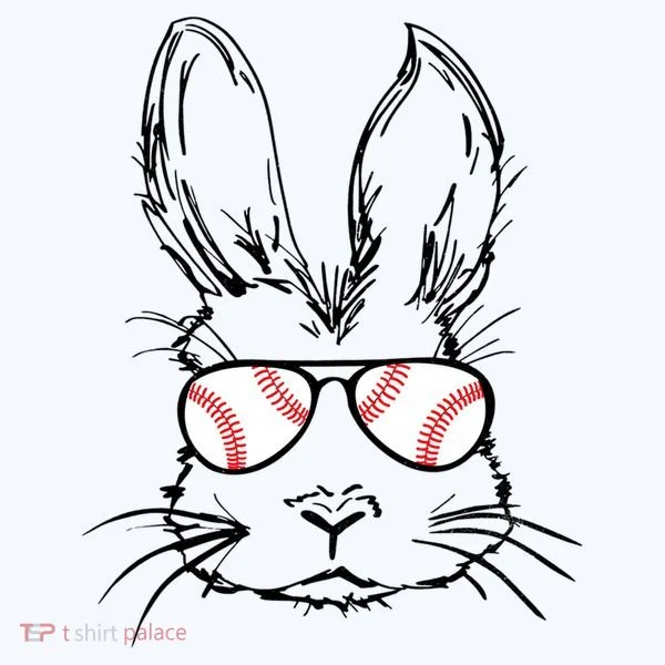 Bunny Face With Baseball Sunglasses Easter Day Gift Women's T-Shirt