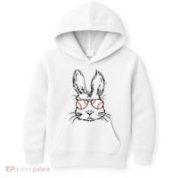Bunny Face With Baseball Sunglasses Easter Day Gift Kids Hoodie thumb 0