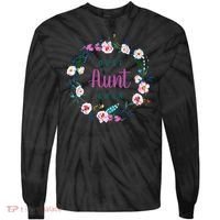 Boho Floral Wreath Best Aunt Ever Tie-Dye Long Sleeve Shirt thumb 0