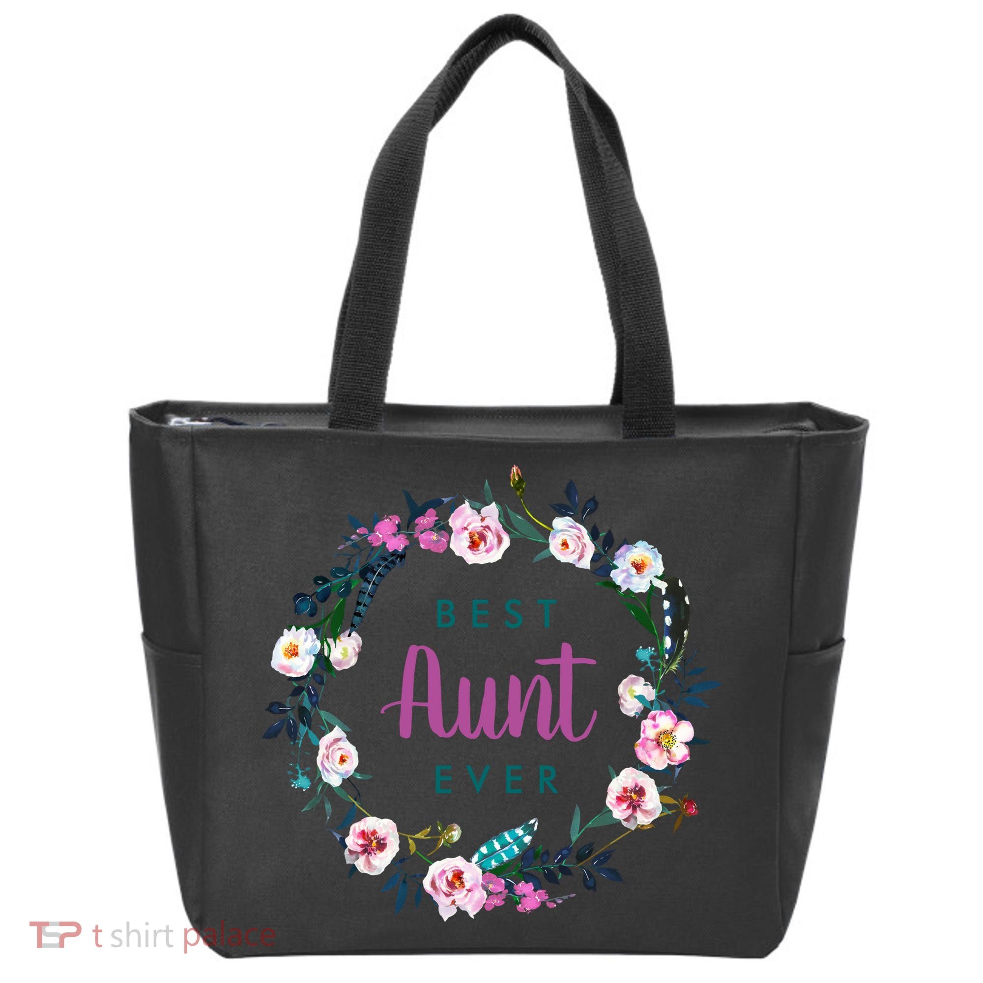 Boho Floral Wreath Best Aunt Ever Tote Bag