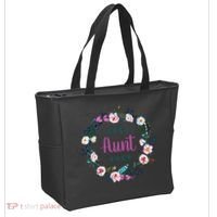 Boho Floral Wreath Best Aunt Ever Tote Bag thumb 2