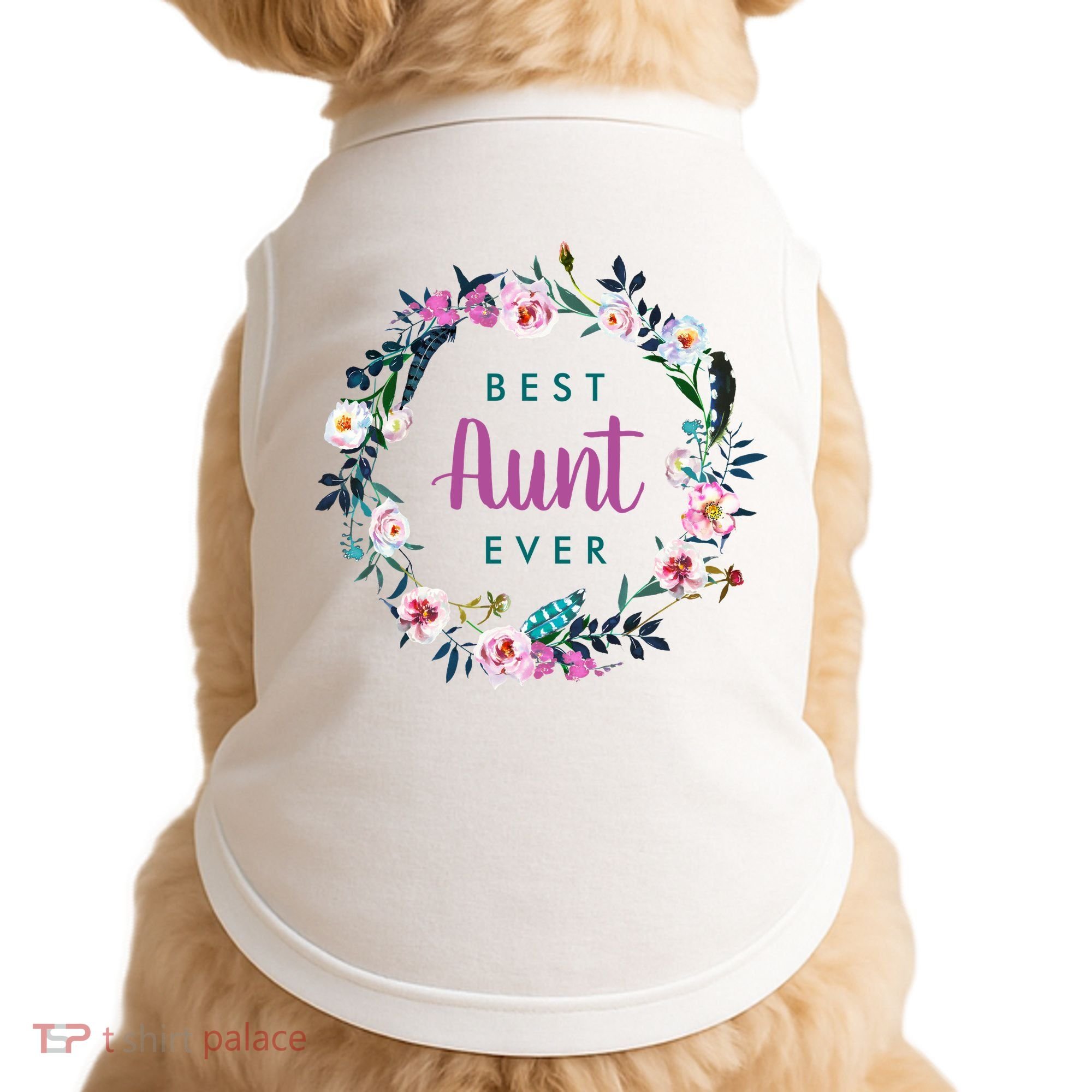 Boho Floral Wreath Best Aunt Ever Doggie Tank