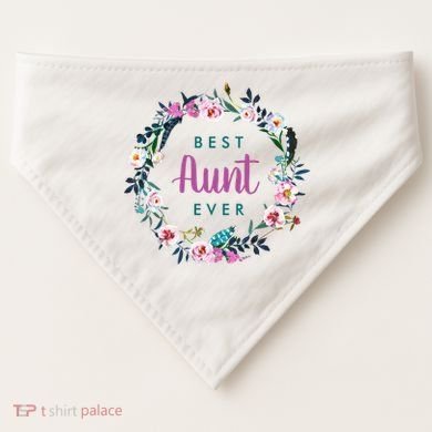 Boho Floral Wreath Best Aunt Ever USA-Made Doggie Bandana