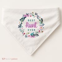 Boho Floral Wreath Best Aunt Ever USA-Made Doggie Bandana thumb 0