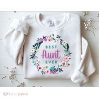Boho Floral Wreath Best Aunt Ever Sweatshirt thumb 2