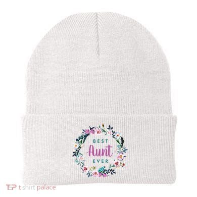Boho Floral Wreath Best Aunt Ever Beanie