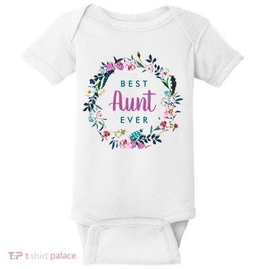 Boho Floral Wreath Best Aunt Ever Baby Bodysuit
