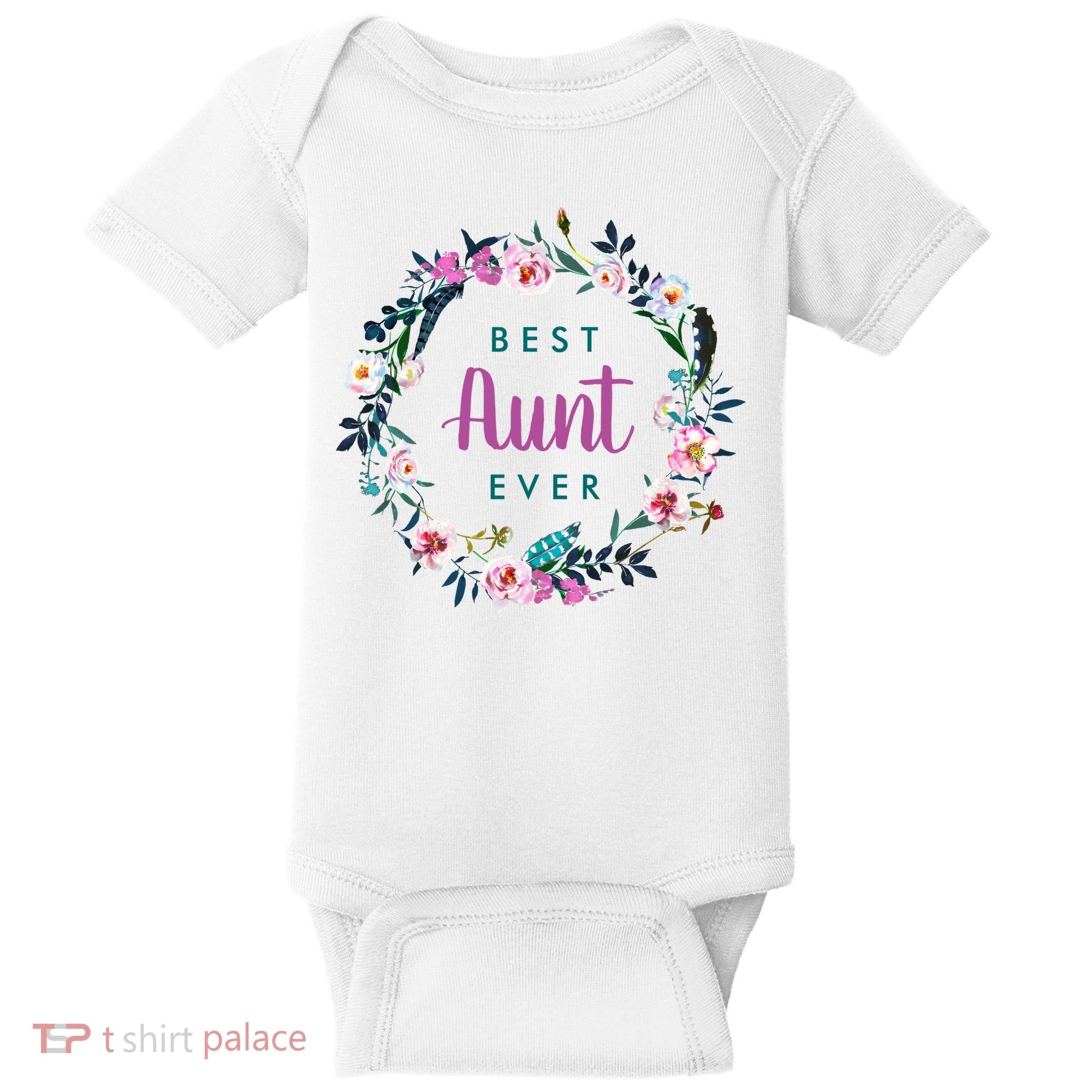 Boho Floral Wreath Best Aunt Ever Baby Bodysuit