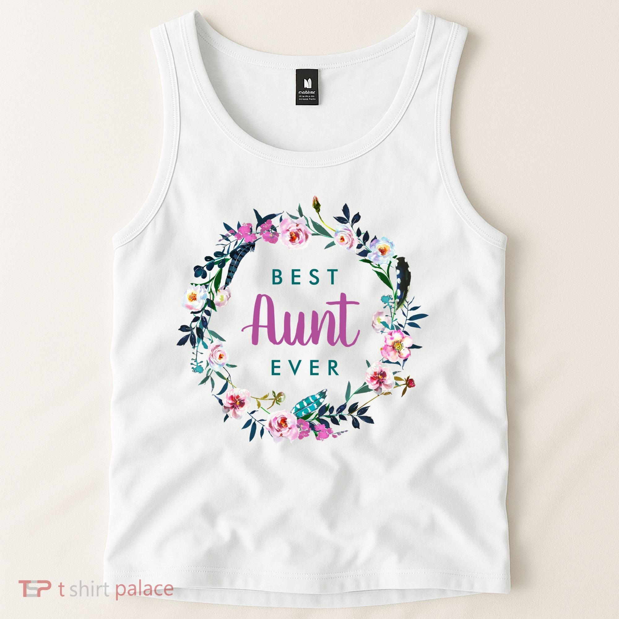 Boho Floral Wreath Best Aunt Ever Tank Top