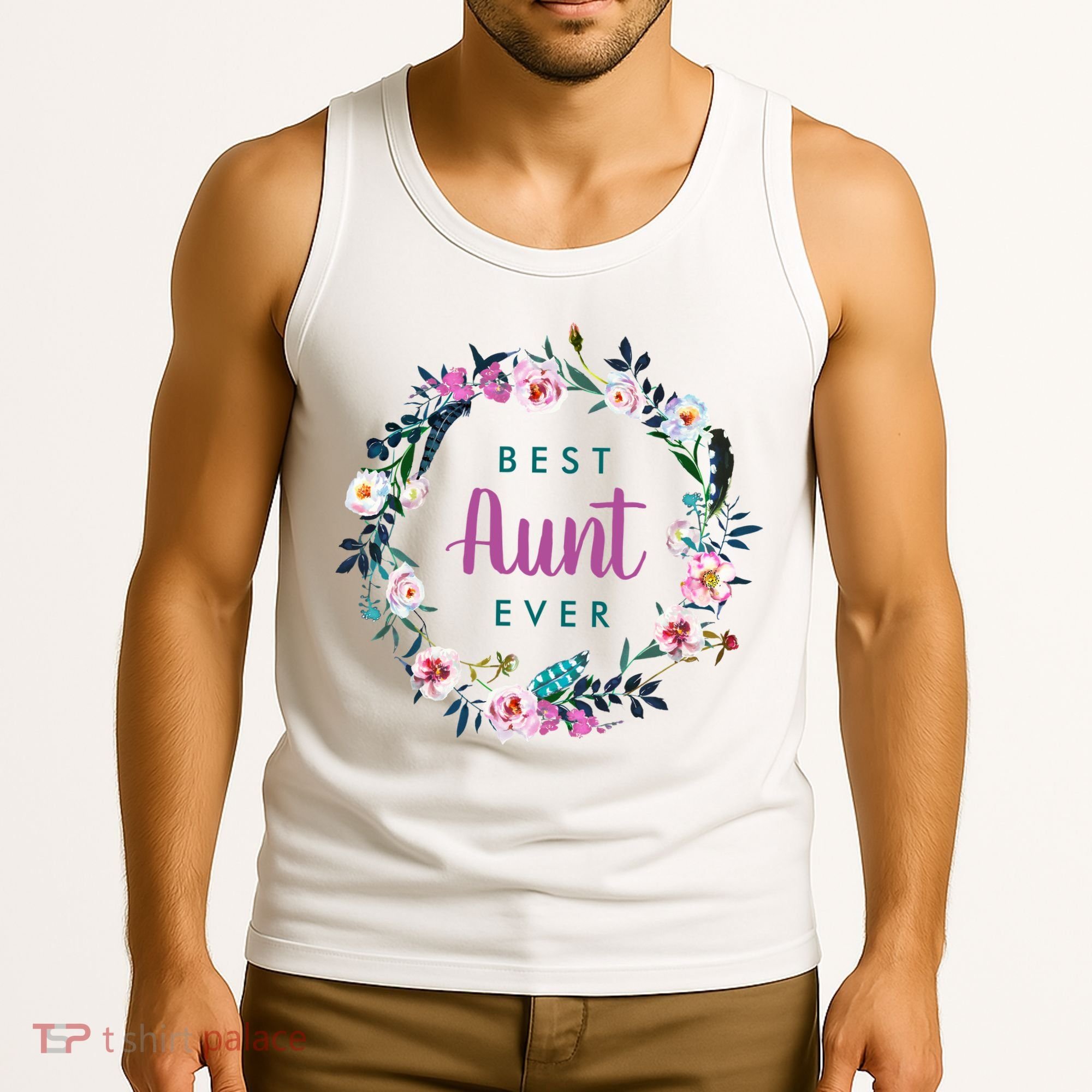 Boho Floral Wreath Best Aunt Ever Tank Top