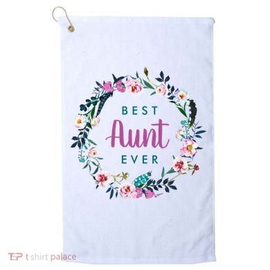 Boho Floral Wreath Best Aunt Ever Golf Towel