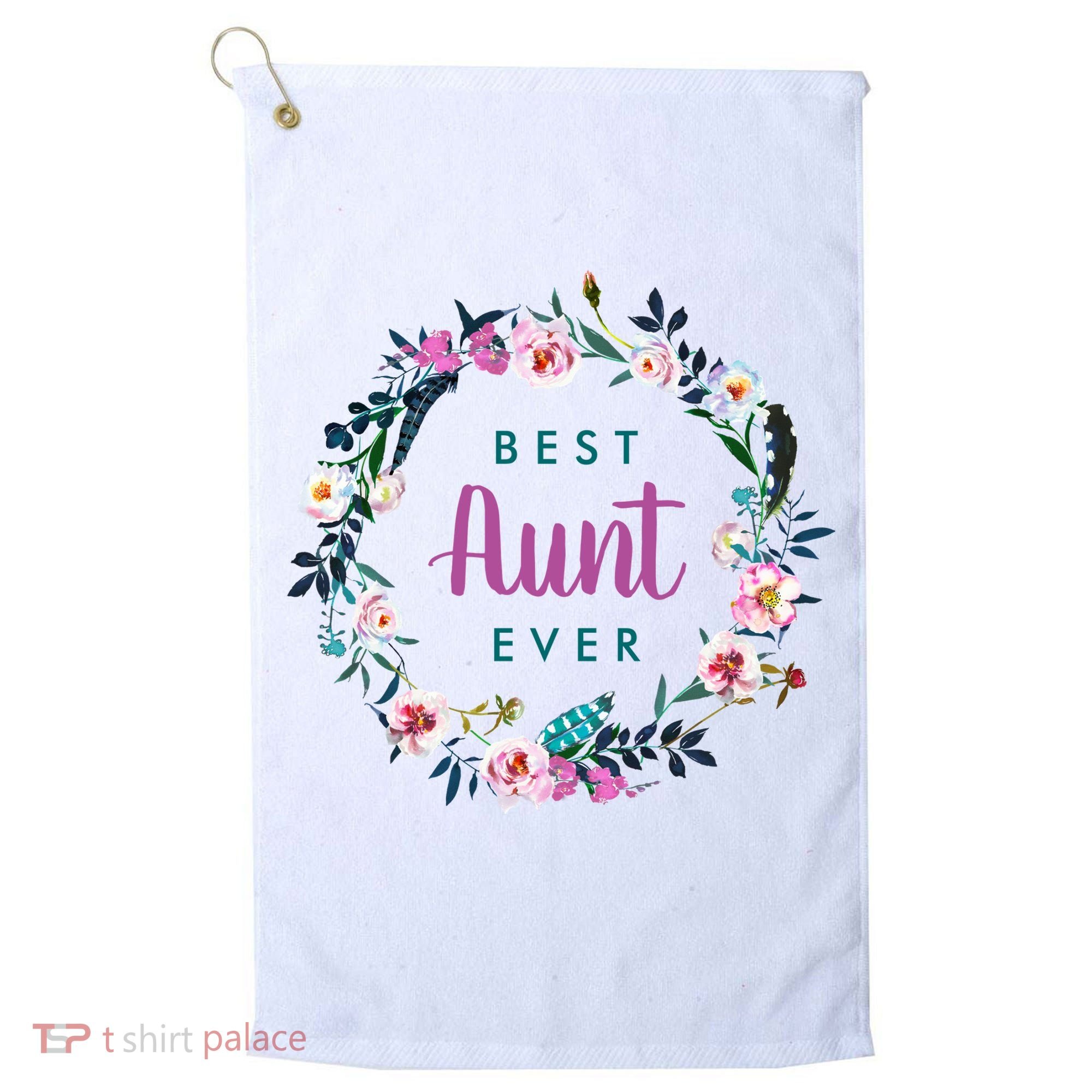 Boho Floral Wreath Best Aunt Ever Golf Towel