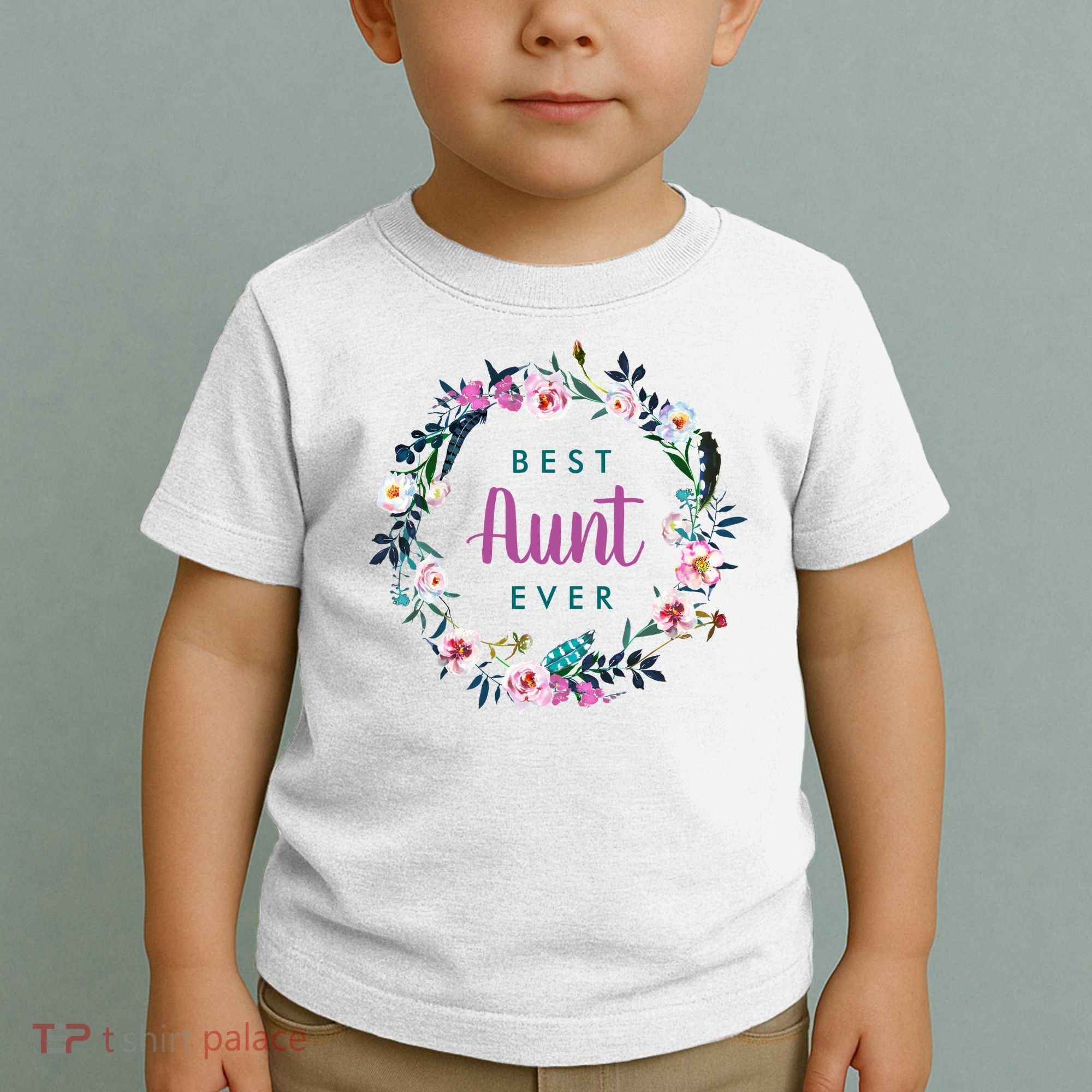Boho Floral Wreath Best Aunt Ever Toddler T-Shirt