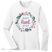 Boho Floral Wreath Best Aunt Ever Women's Long Sleeve Shirt thumb 0