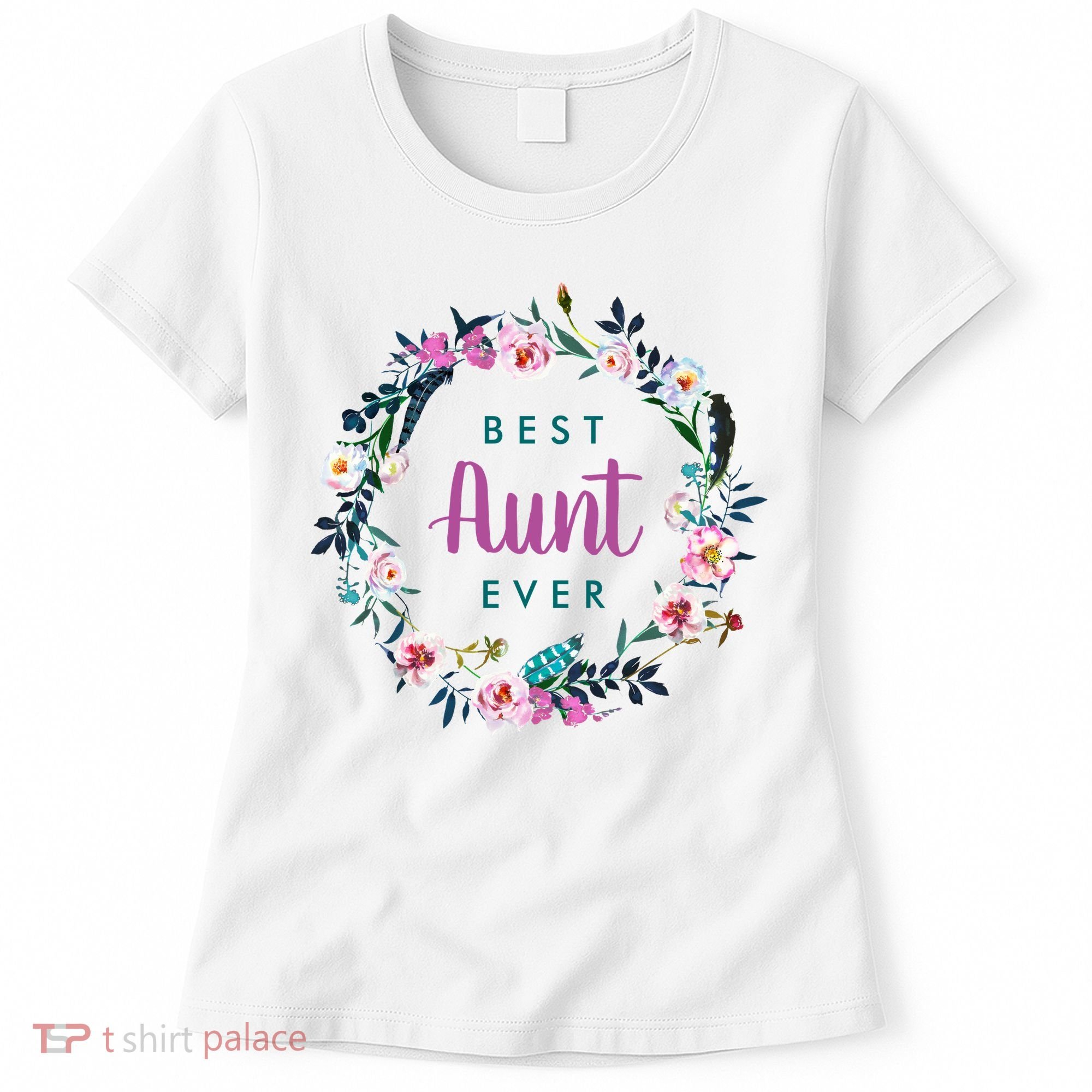 Boho Floral Wreath Best Aunt Ever Women's T-Shirt