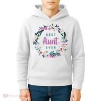 Boho Floral Wreath Best Aunt Ever Kids Hoodie thumb 4