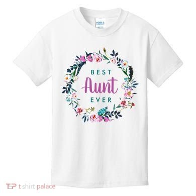 Boho Floral Wreath Best Aunt Ever Kids T-Shirt