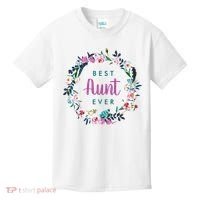 Boho Floral Wreath Best Aunt Ever Kids T-Shirt thumb 0