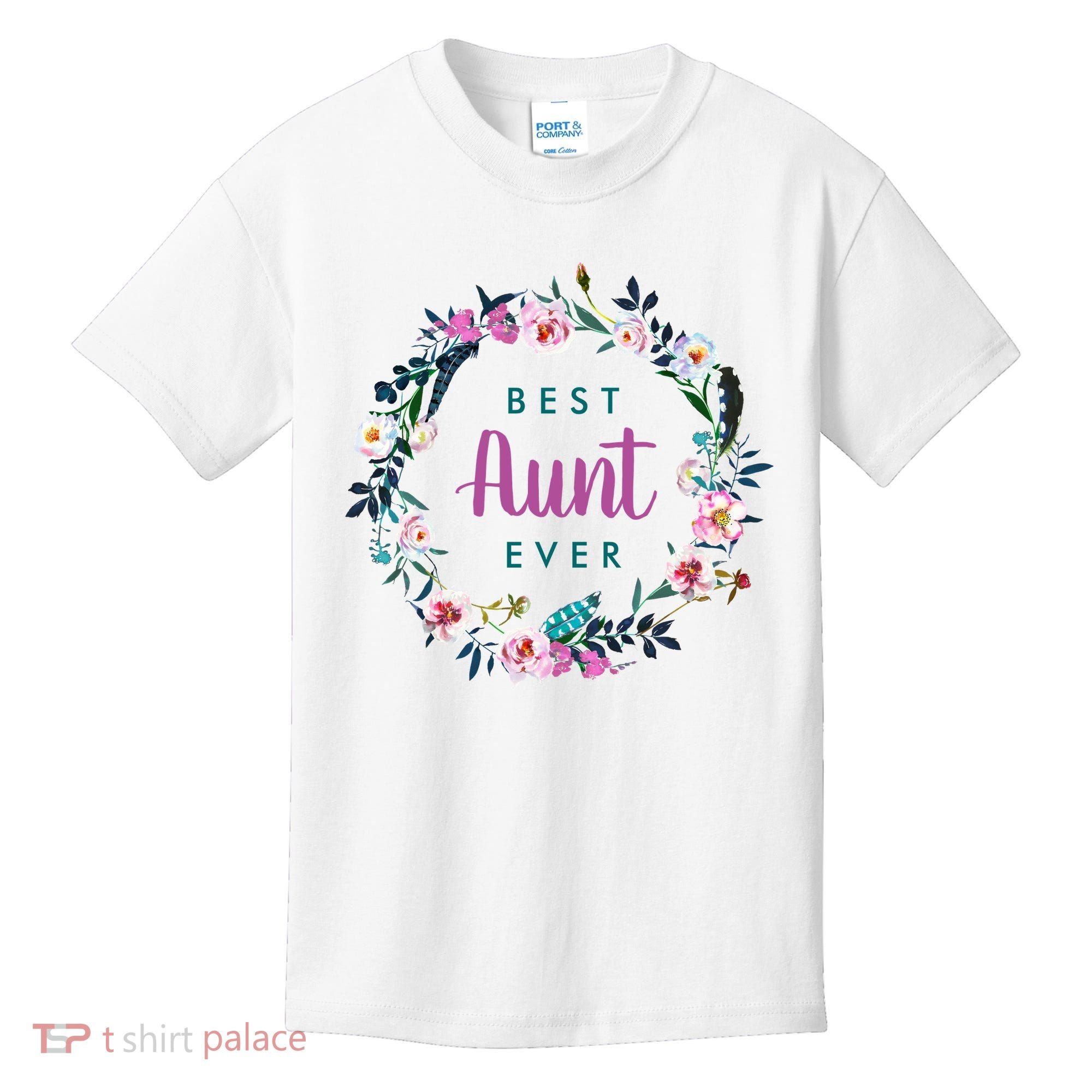 Boho Floral Wreath Best Aunt Ever Kids T-Shirt