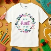 Boho Floral Wreath Best Aunt Ever Kids T-Shirt thumb 3