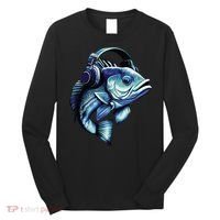 Bass Fish Wearing Headphones Long Sleeve Shirt thumb 0