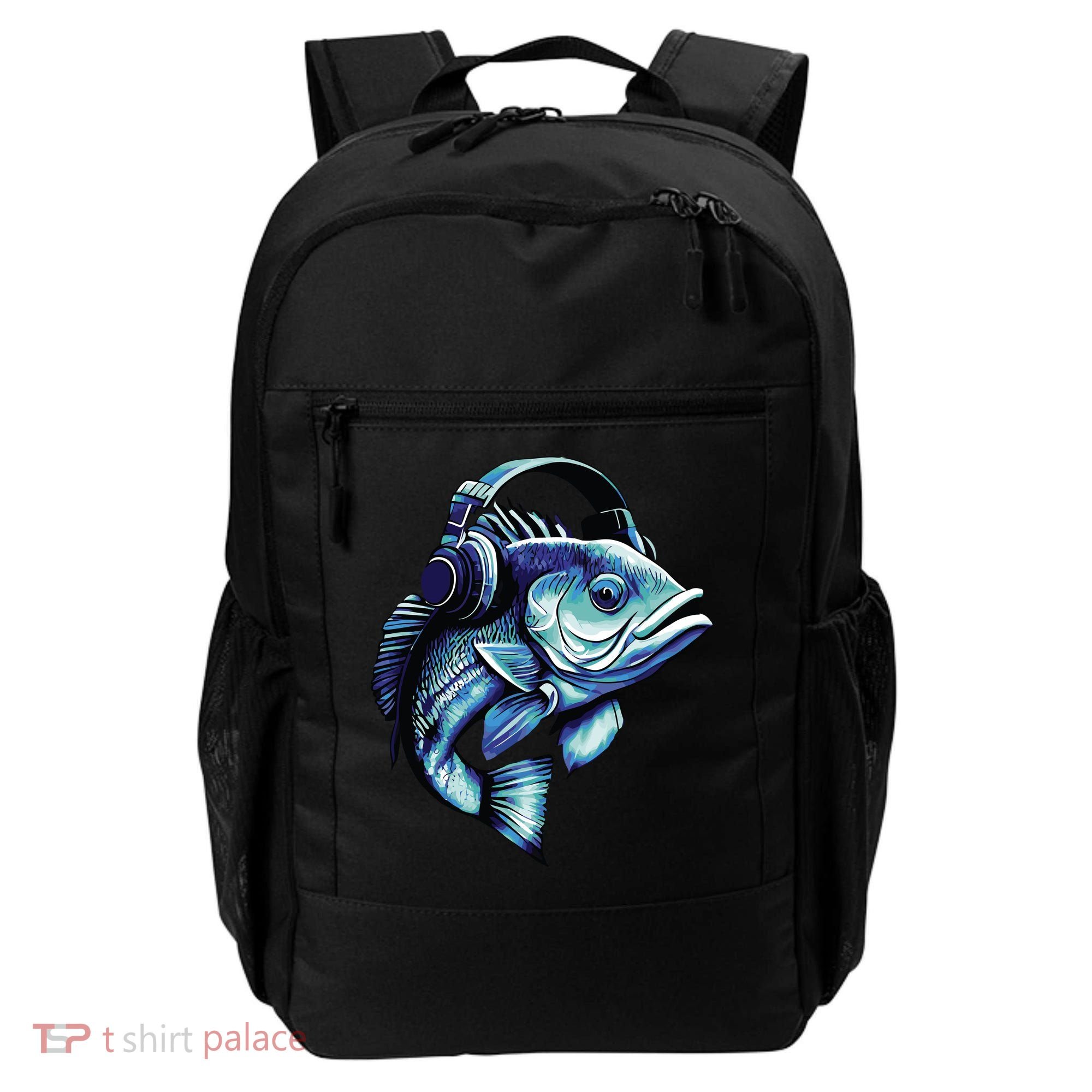 Bass Fish Wearing Headphones Backpack