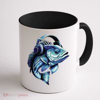 Bass Fish Wearing Headphones Coffee Mug thumb 1