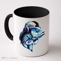 Bass Fish Wearing Headphones Coffee Mug thumb 0