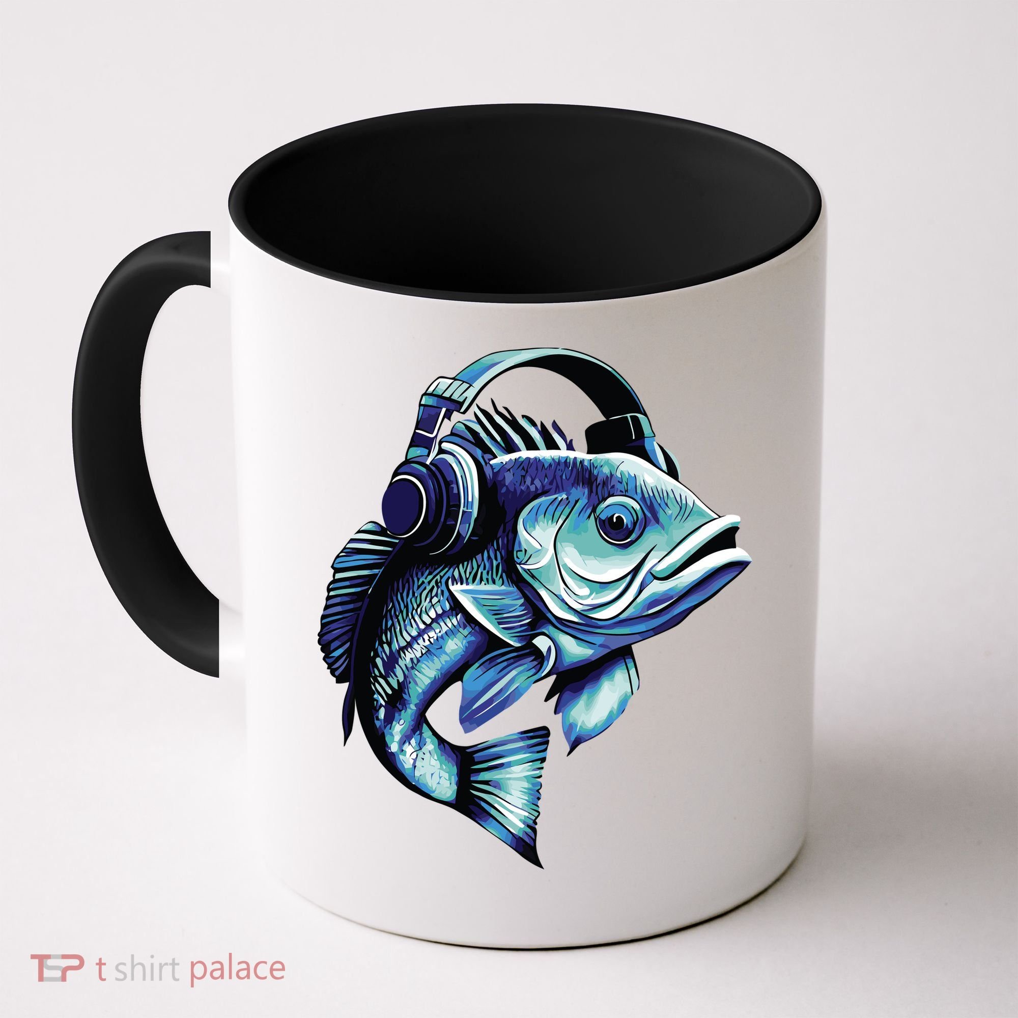 Bass Fish Wearing Headphones Coffee Mug