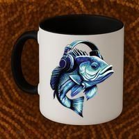 Bass Fish Wearing Headphones Coffee Mug thumb 2