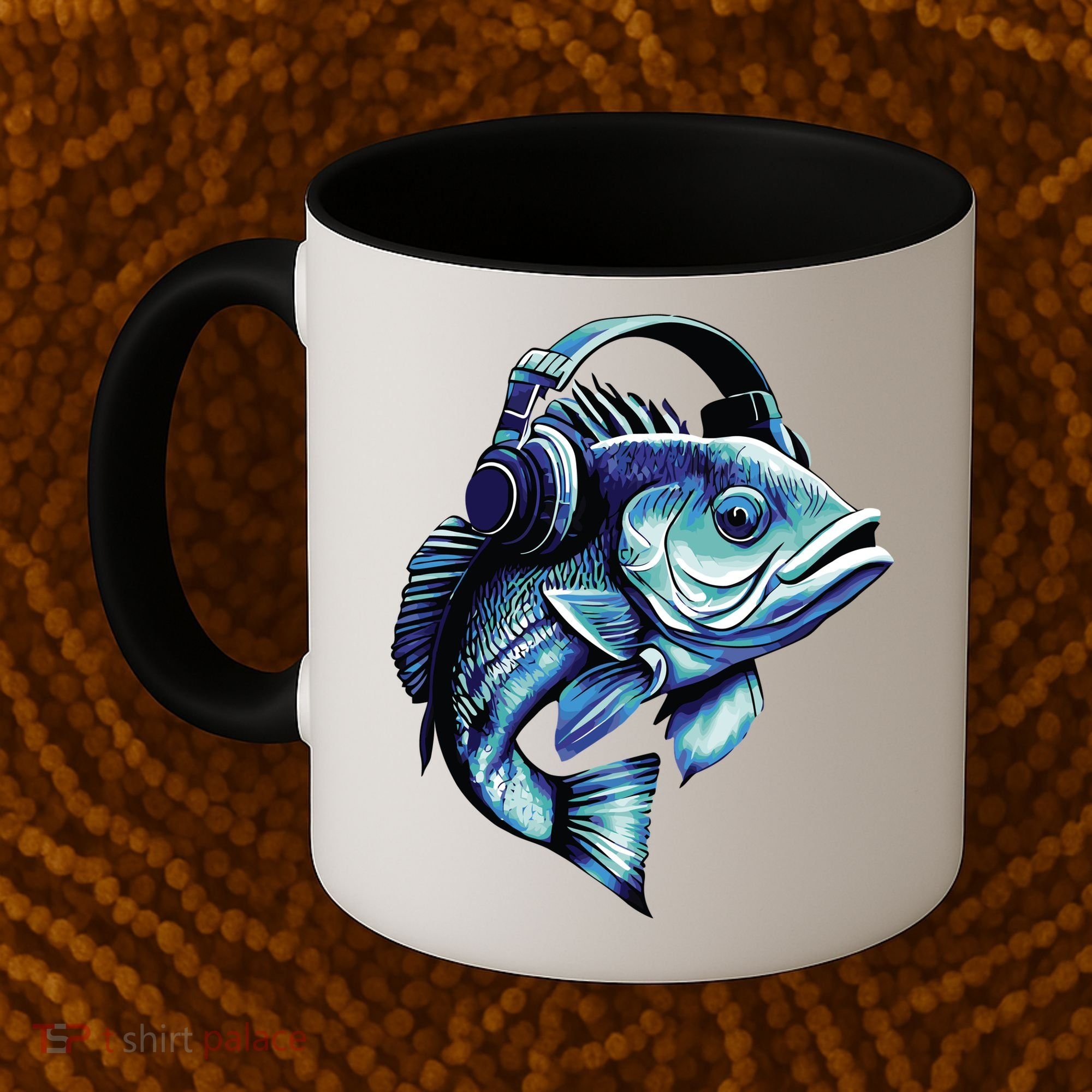Bass Fish Wearing Headphones Coffee Mug