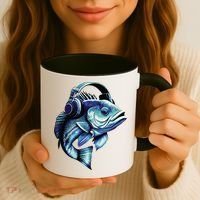 Bass Fish Wearing Headphones Coffee Mug thumb 3