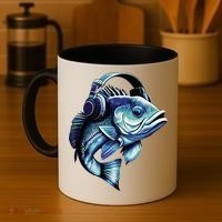 Bass Fish Wearing Headphones Coffee Mug thumb 4