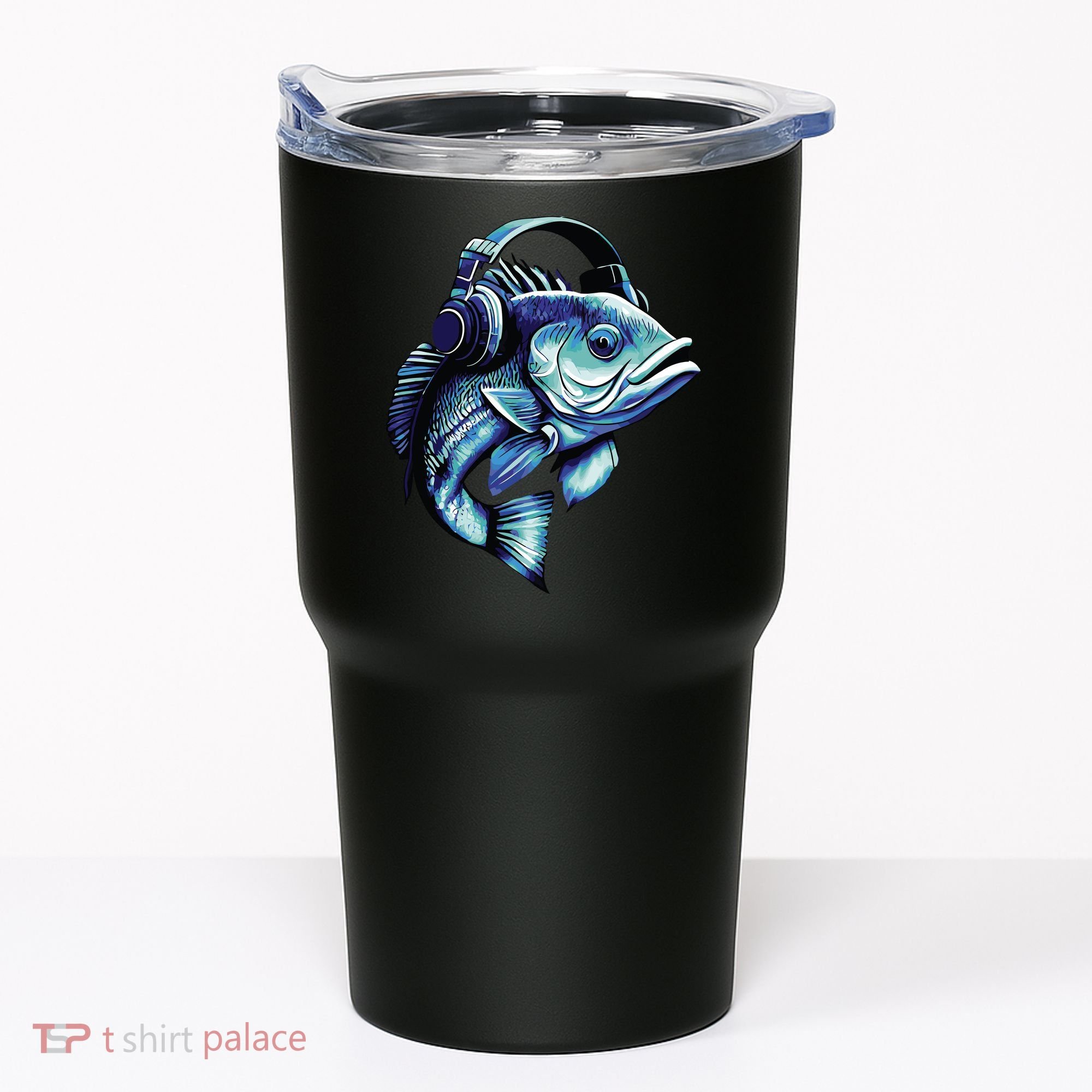 Bass Fish Wearing Headphones Tumbler