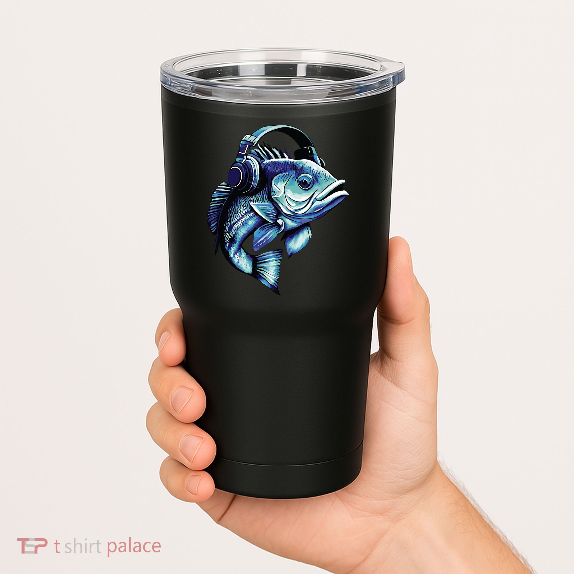 Bass Fish Wearing Headphones Tumbler