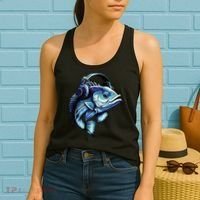 Bass Fish Wearing Headphones Women's Tank Top thumb 2