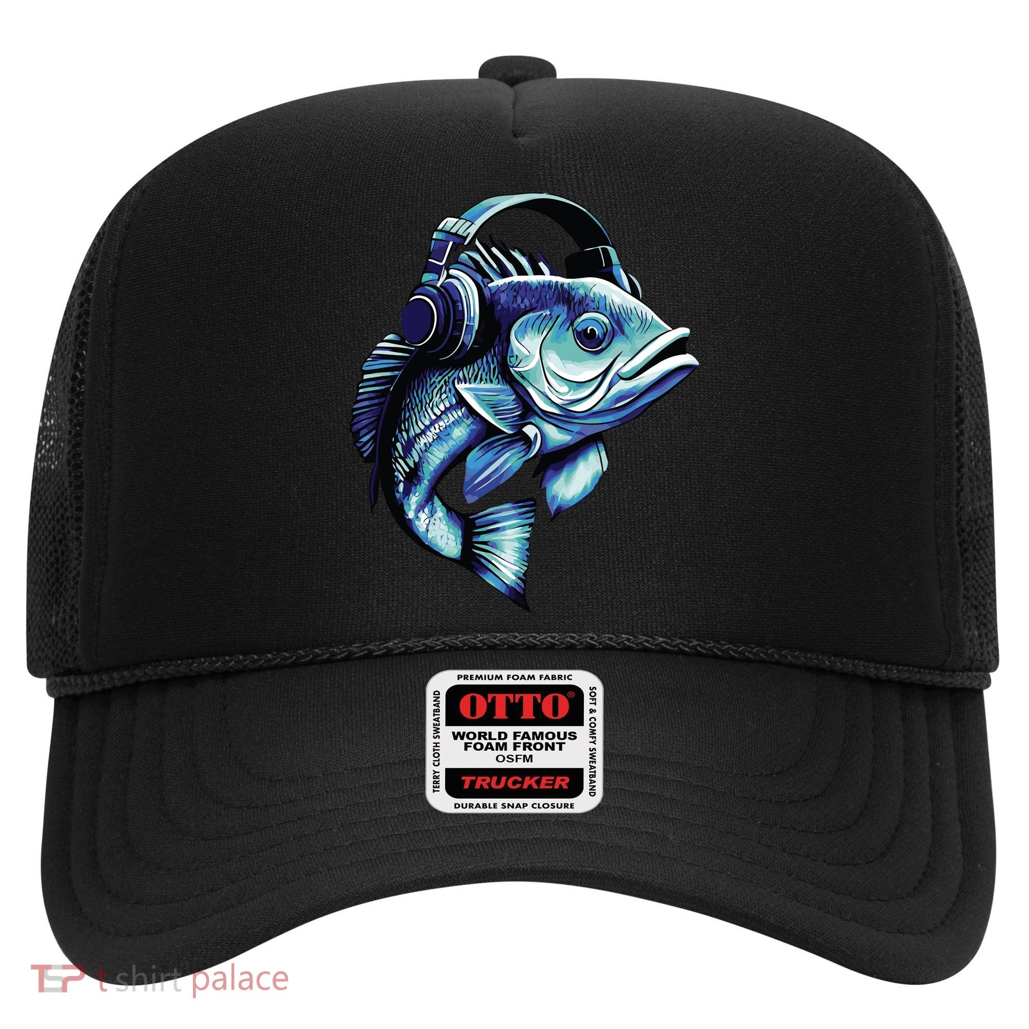 Bass Fish Wearing Headphones Hat