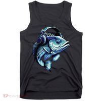 Bass Fish Wearing Headphones Tank Top thumb 0