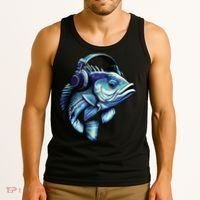 Bass Fish Wearing Headphones Tank Top thumb 3
