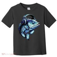 Bass Fish Wearing Headphones Toddler T-Shirt thumb 0