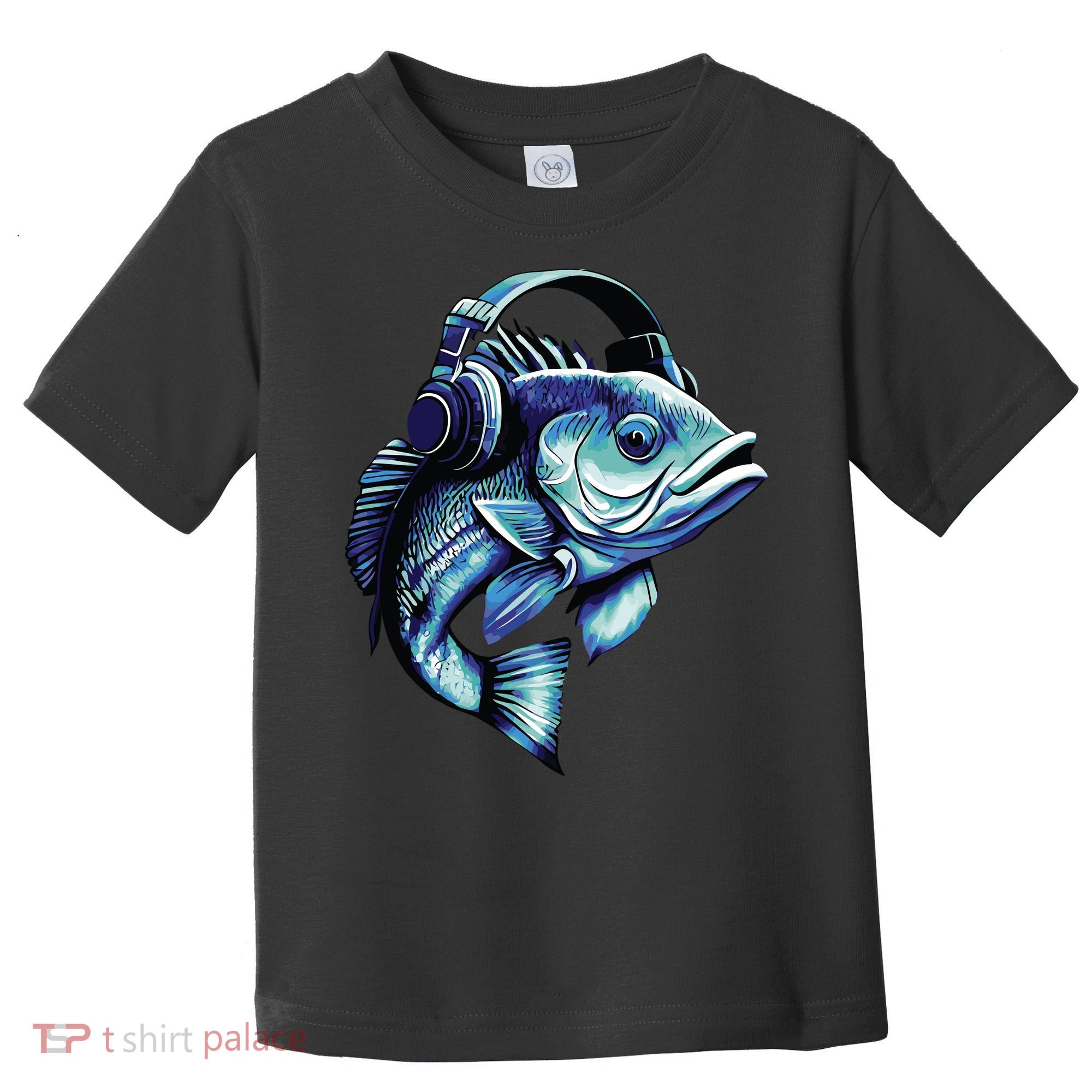 Bass Fish Wearing Headphones Toddler T-Shirt