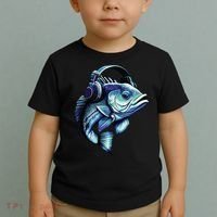Bass Fish Wearing Headphones Toddler T-Shirt thumb 2