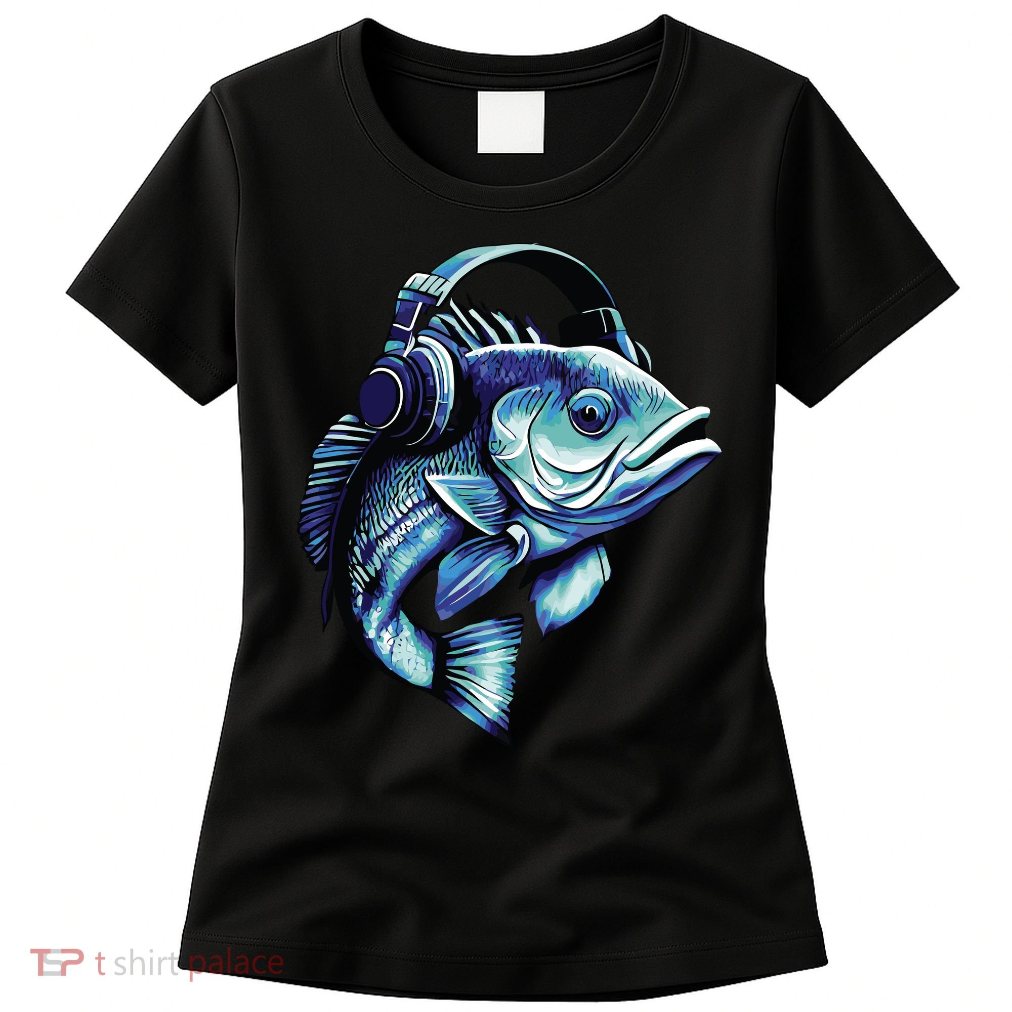 Bass Fish Wearing Headphones Women's T-Shirt