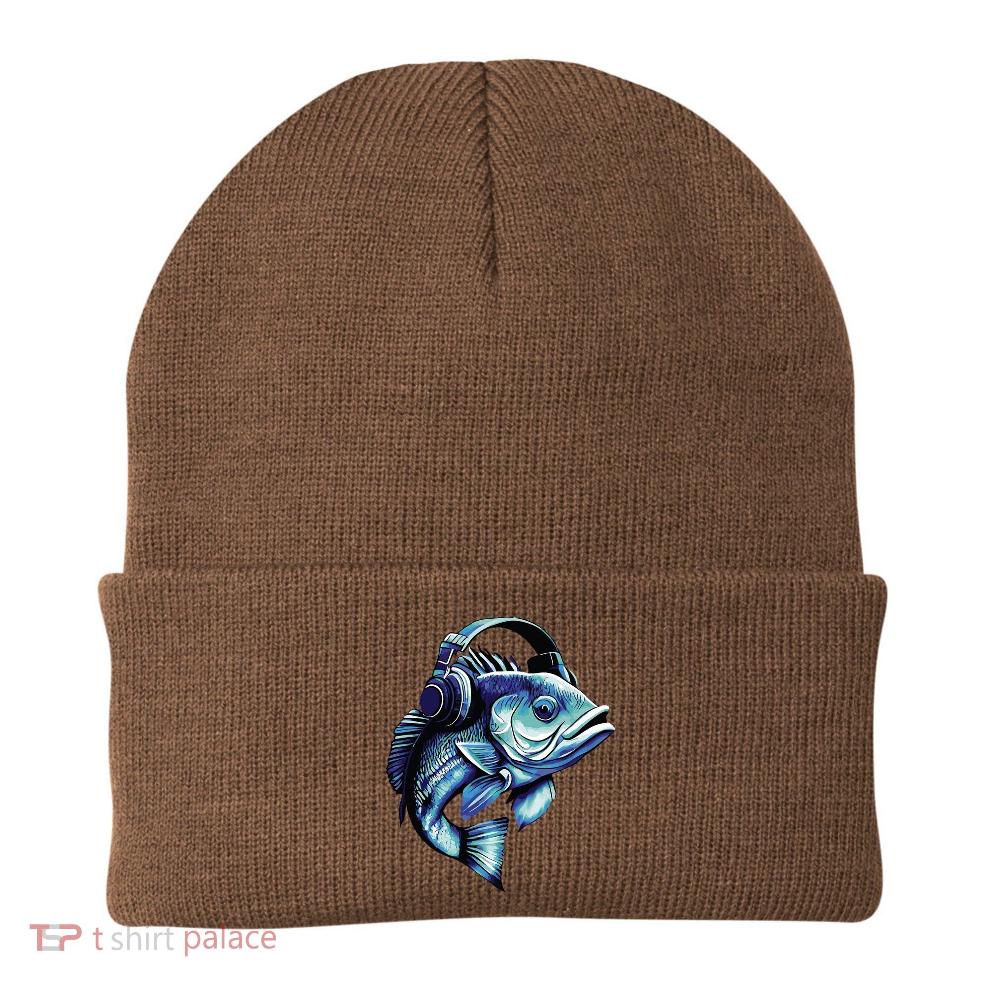 Bass Fish Wearing Headphones Beanie