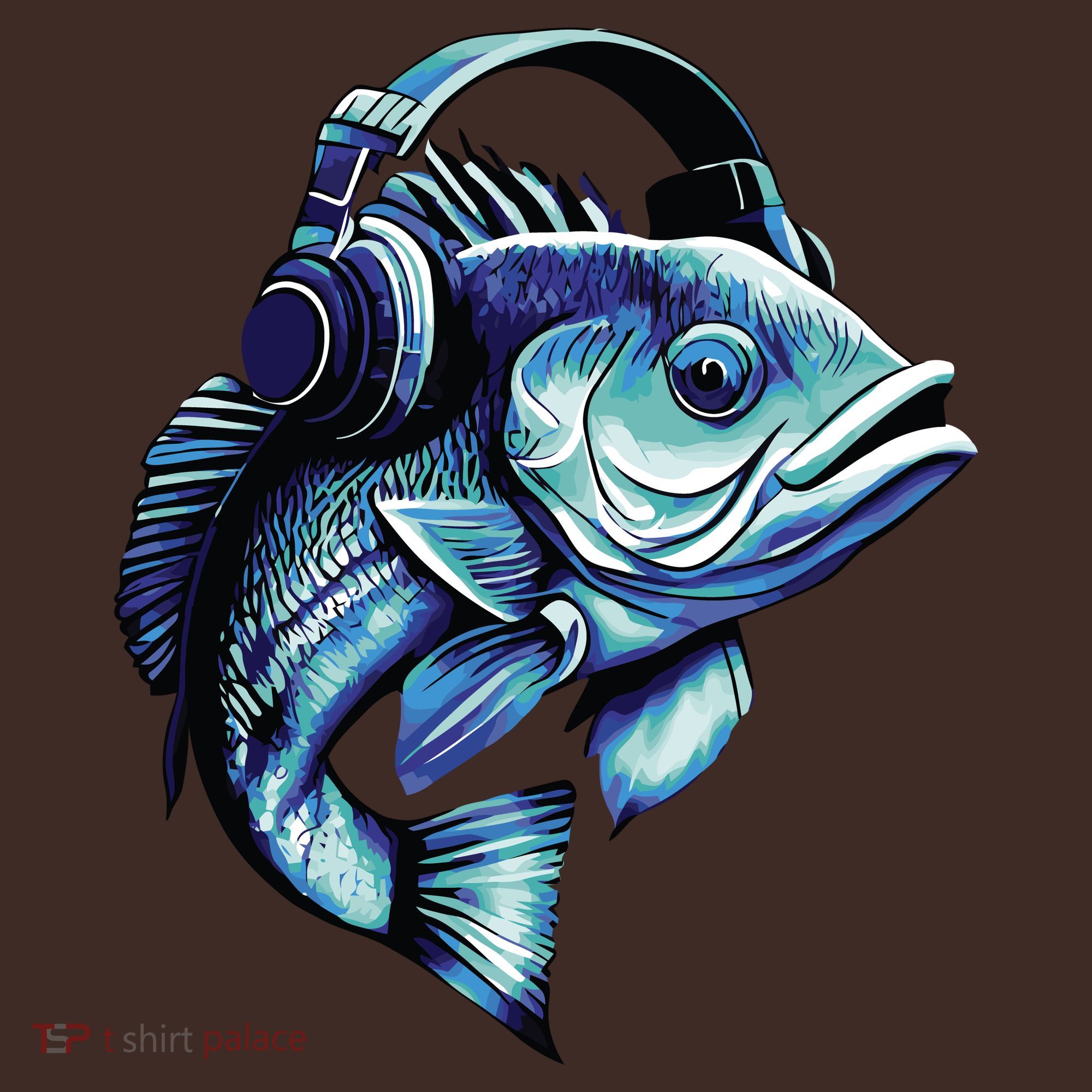 Bass Fish Wearing Headphones Mousepad