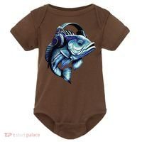 Bass Fish Wearing Headphones Baby Bodysuit thumb 0
