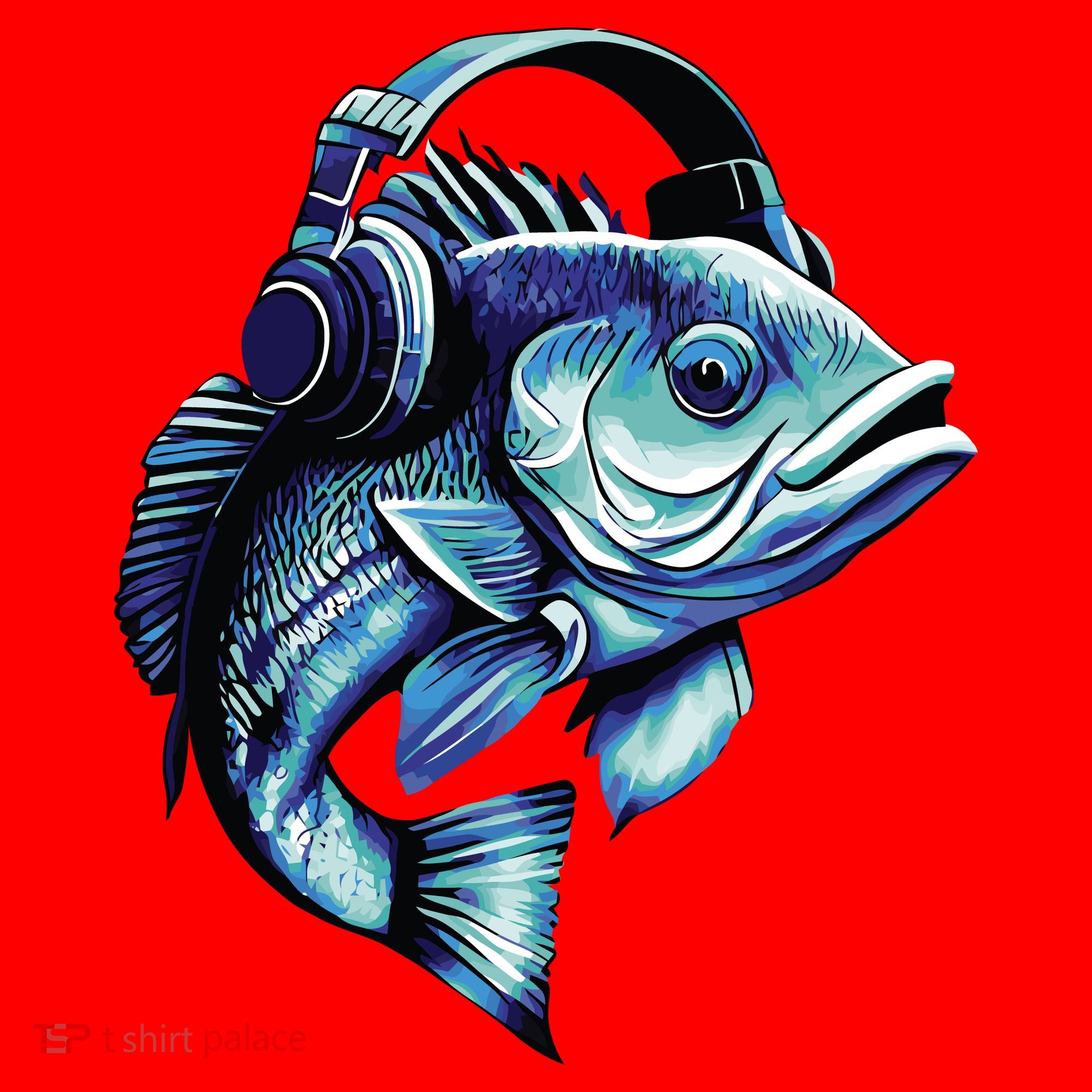 Bass Fish Wearing Headphones Santa Hat