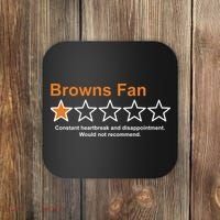 Browns Fan Would Not Recommend 1 Star Funny Coaster thumb 0